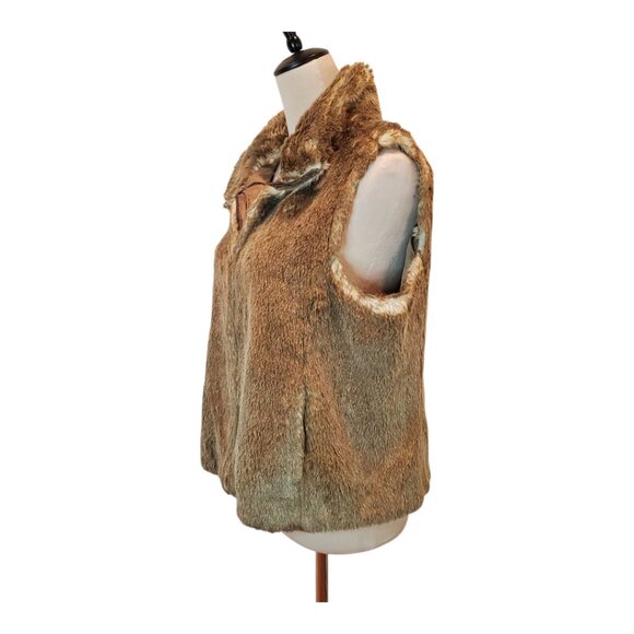 ANN TAYLOR LOFT SZ 10 Brown/Tan Soft Faux Fur Zippered Vest - Picture 4 of 8